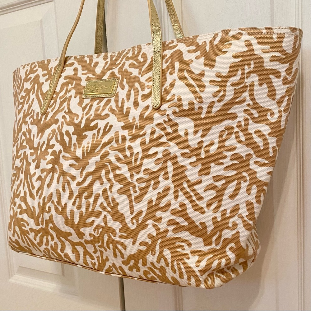RARE NWOT Lilly Pulitzer Resort Tote Natural Treasure - Picture 5 of 14